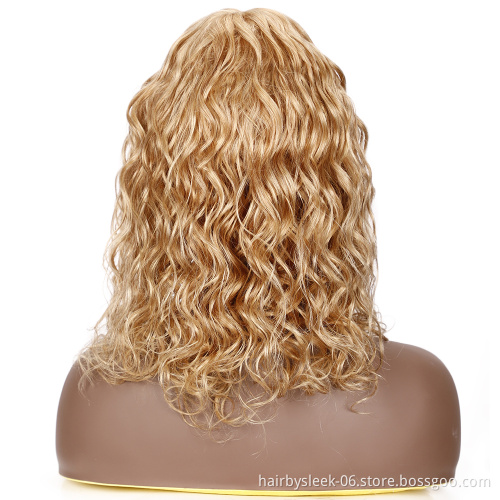 Rebecca 613 Wave Bob Wigs With Bangs Water Wave Human Hair Wig For Women Remy Brazilian Scalp Part Lace Wig Human Hair